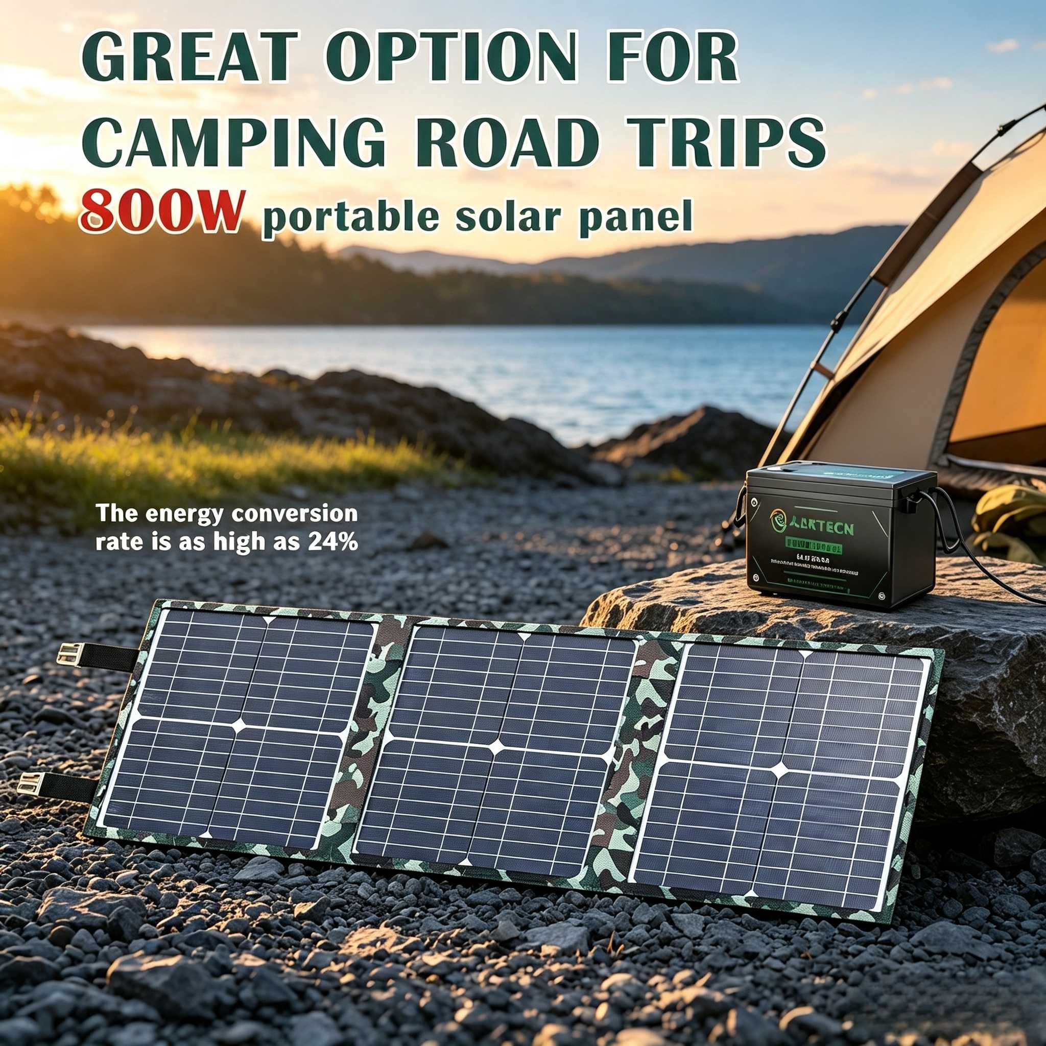 Zd Outdoor Camping - 800W Solar Generator with 12V Battery