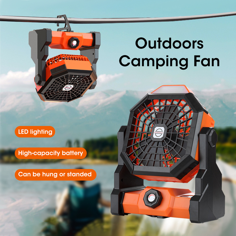 Outdoor Camping Items - 10000mAh Camping Fan with LED Lantern