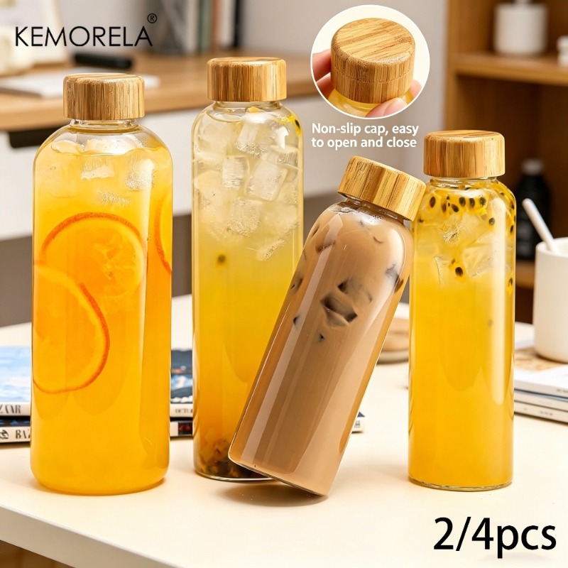 Outdoor Camping Direct - 2/4PCS Glass Sports Water Bottle with