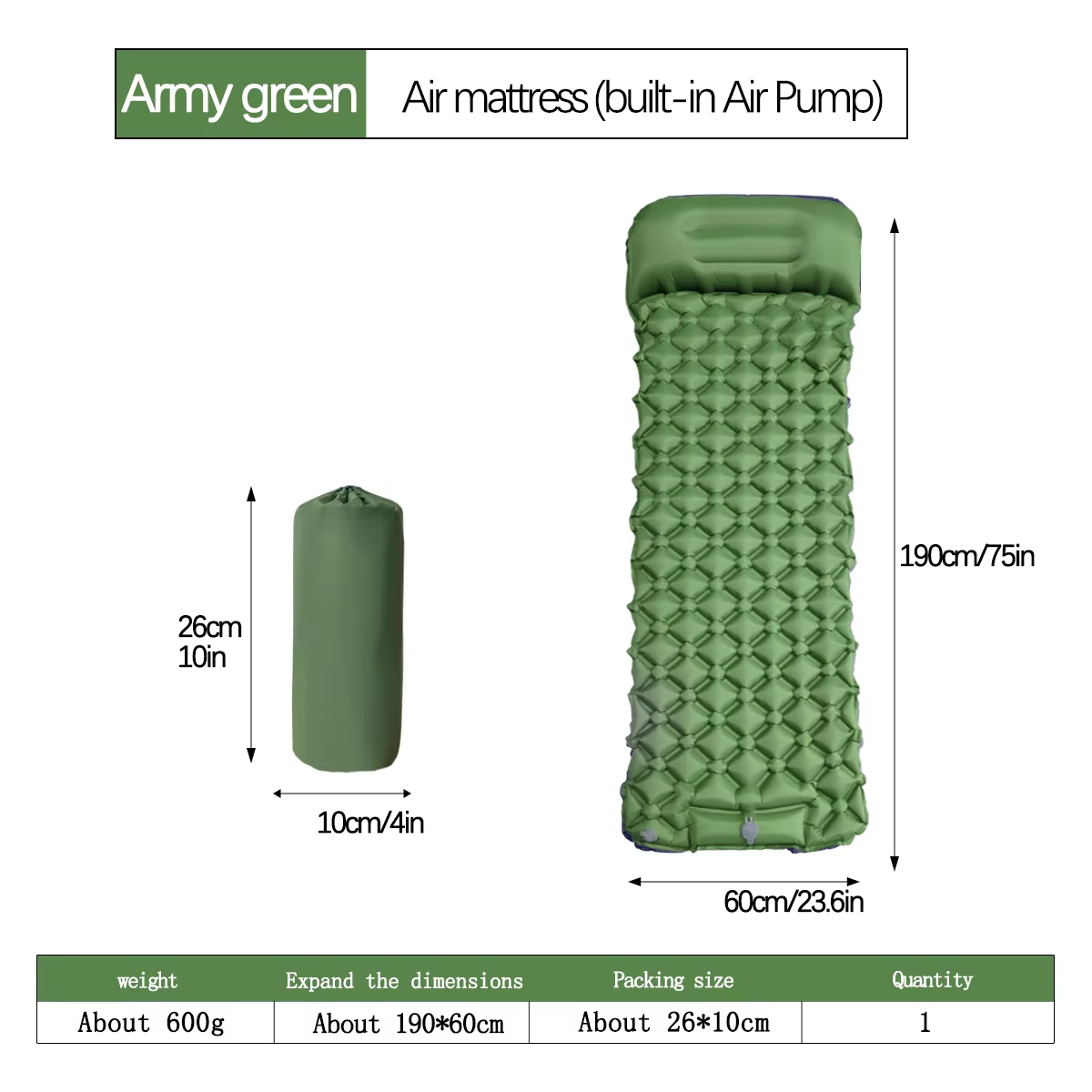 190*60cm Outdoor Camping Infla - Outdoor In Camping review and price