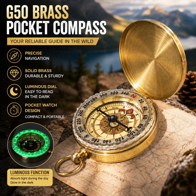 50mm Brass Pocket Compass Lumi - Outdoor Camping Direct review and price